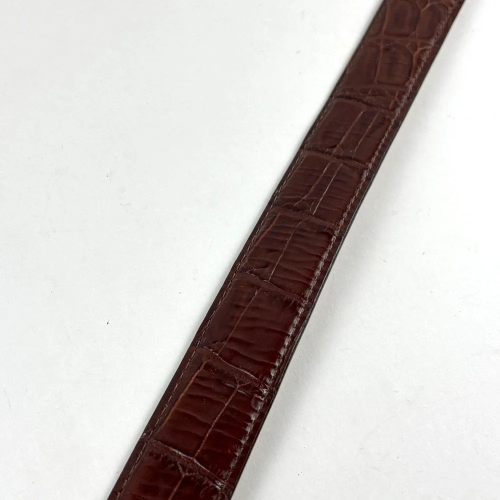 Brighton Onyx Belt Mens 38 Brown Croc Embossed Gold Buckle USA Western Classic